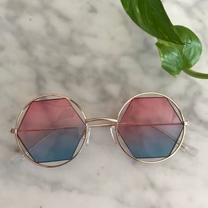 Pink to blue fade hexagon sunglasses